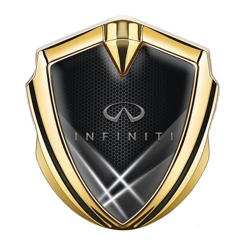 Infiniti Metal Emblem Self Adhesive Gold Grey Hex Light Beams Effect