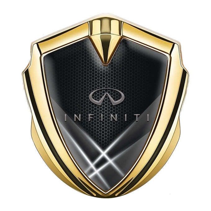 Infiniti Metal Emblem Self Adhesive Gold Grey Hex Light Beams Effect