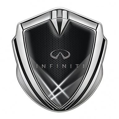 Infiniti Metal Emblem Self Adhesive Silver Grey Hex Light Beams Effect