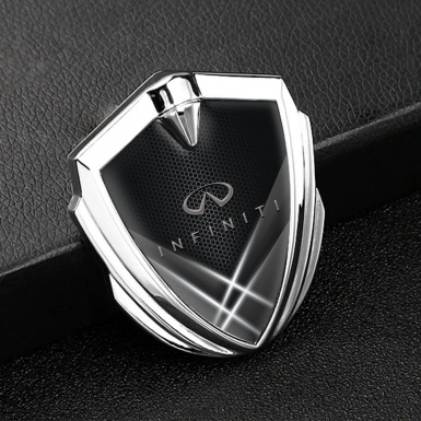 Infiniti Metal Emblem Self Adhesive Silver Grey Hex Light Beams Effect