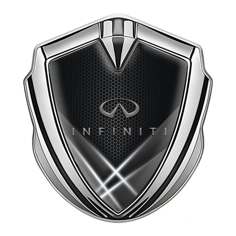 Infiniti Metal Emblem Self Adhesive Silver Grey Hex Light Beams Effect