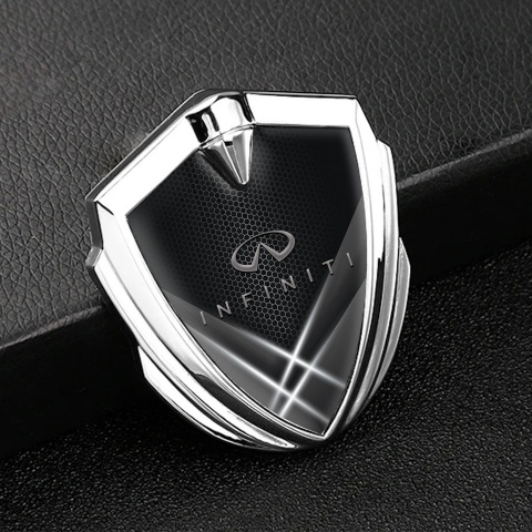 Infiniti Metal Emblem Self Adhesive Silver Grey Hex Light Beams Effect