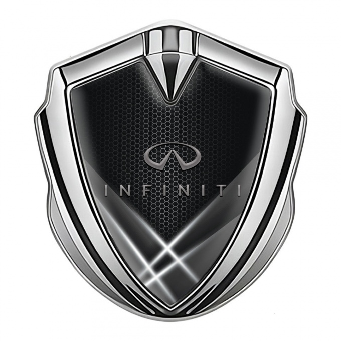 Infiniti Metal Emblem Self Adhesive Silver Grey Hex Light Beams Effect