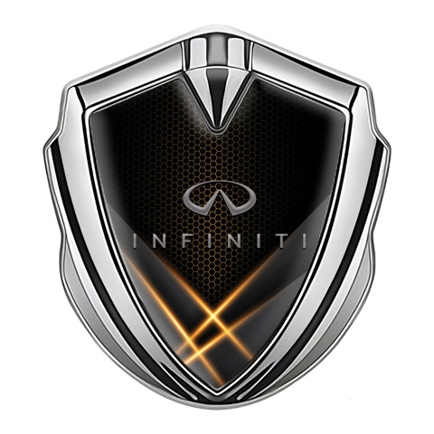 Infiniti Metal 3D Domed Emblem Silver Orange Hex Light Strokes Effect