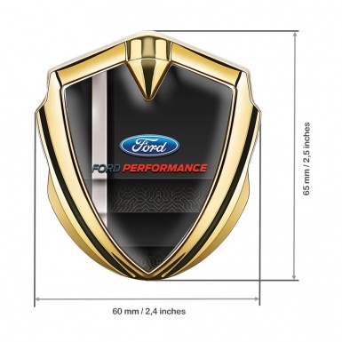 Ford Emblem Badge Self Adhesive Gold White Stripe Performance Edition