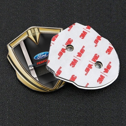 Ford Emblem Badge Self Adhesive Gold White Stripe Performance Edition