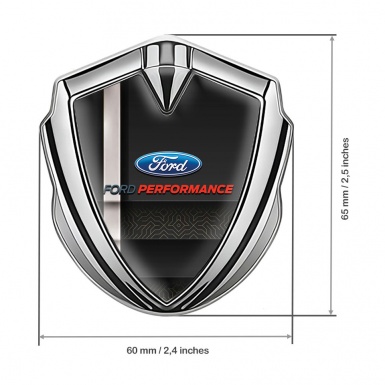 Ford Emblem Badge Self Adhesive Silver White Stripe Performance Edition