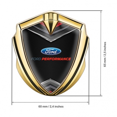 Ford Emblem Trunk Badge Gold Dark Mesh Crest Performance Edition