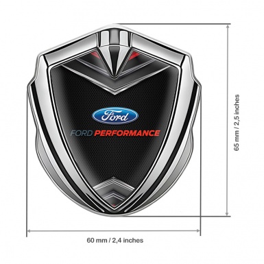 Ford Emblem Trunk Badge Silver Dark Mesh Crest Performance Edition