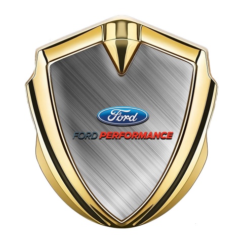 Ford Emblem Self Adhesive Gold Brushed Aluminum Oval Logo Design
