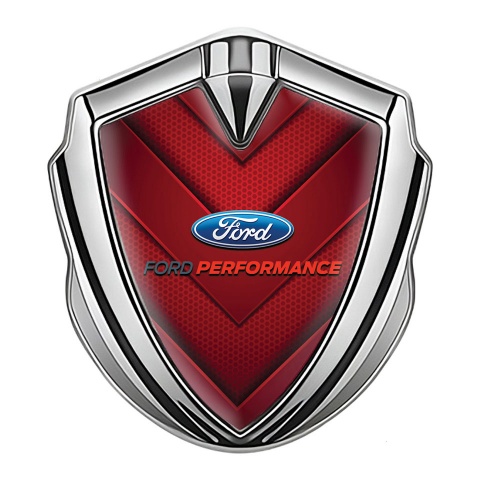 Ford Trunk Emblem Badge Silver Red Ornament Performance Design