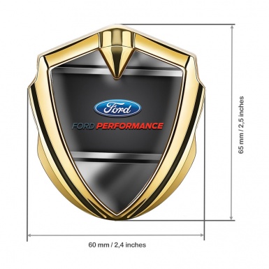Ford Bodyside Domed Emblem Gold Gradient Frame Red Characters
