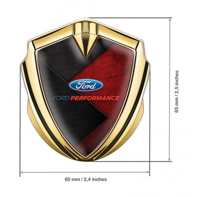 Ford Emblem Fender Badge Gold Red Charcoal Base Performance Motif