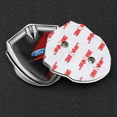 Ford Emblem Fender Badge Silver Red Charcoal Base Performance Motif