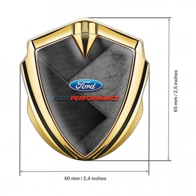 Ford Fender Emblem Badge Gold Charcoal Stone Base Oval Design