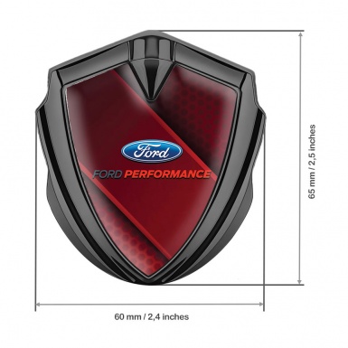 Ford Emblem Trunk Badge Graphite Red Ribbon Performance Edition