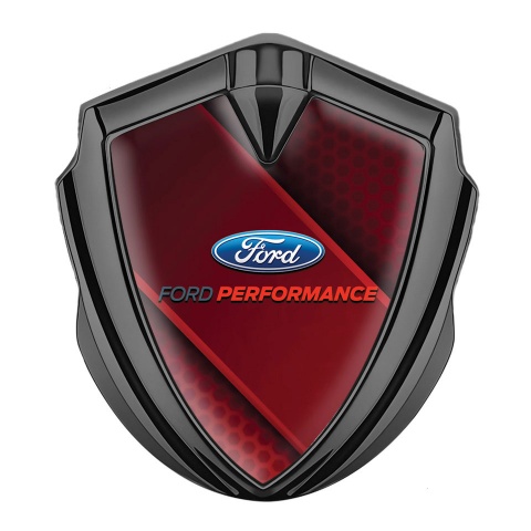 Ford Emblem Trunk Badge Graphite Red Ribbon Performance Edition