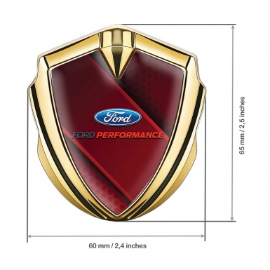 Ford Emblem Trunk Badge Gold Red Ribbon Performance Edition