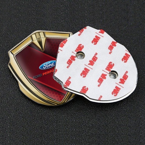Ford Emblem Trunk Badge Gold Red Ribbon Performance Edition