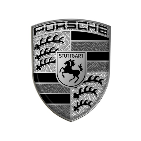 Porsche Emblem 3D Gel Silicone Sticker Domed Black White