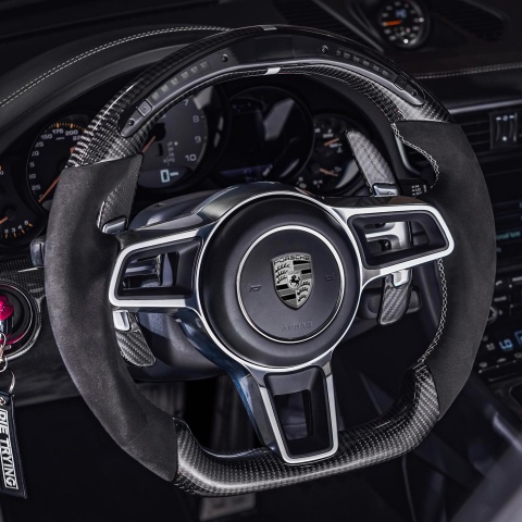 Porsche Emblem 3D Gel Silicone Sticker Domed Black White