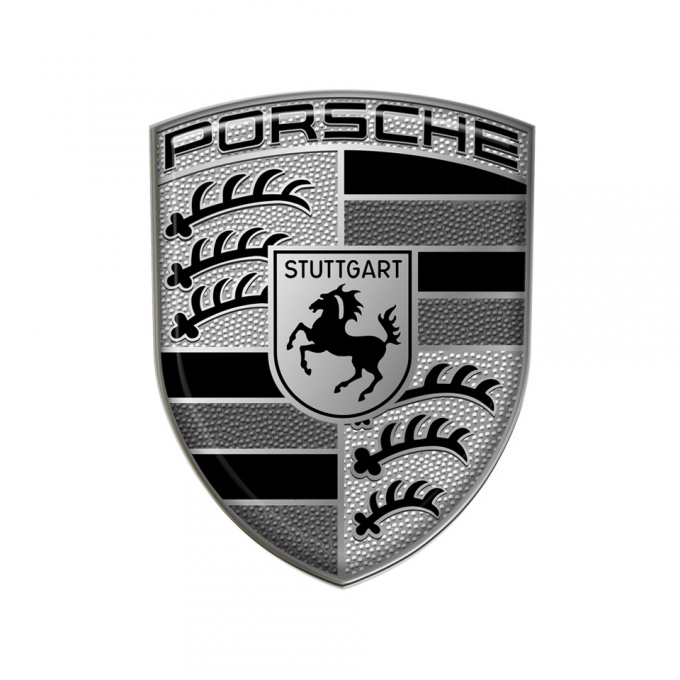 Porsche Emblem 3D Gel Silicone Sticker Domed Black White
