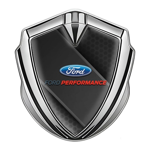 Ford Emblem Self Adhesive Silver Black Ribbon Dark Hex Edition