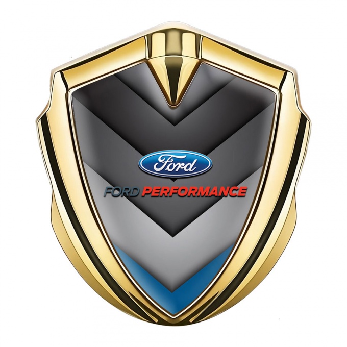 Ford Trunk Emblem Badge Gold Monochrome Base Blue Fragment
