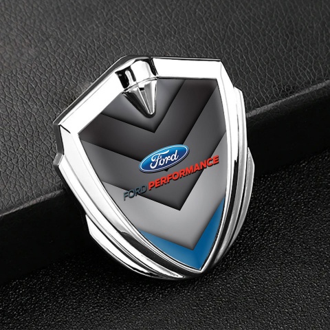 Ford Trunk Emblem Badge Silver Monochrome Base Blue Fragment