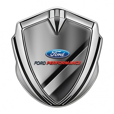 Ford Emblem Car Badge Silver Half Metallic Effect Performance Logo