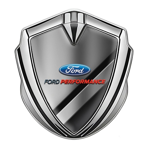 Ford Emblem Car Badge Silver Half Metallic Effect Performance Logo