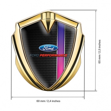 Ford Metal Emblem Self Adhesive Gold Black Carbon Color Stripe Motif