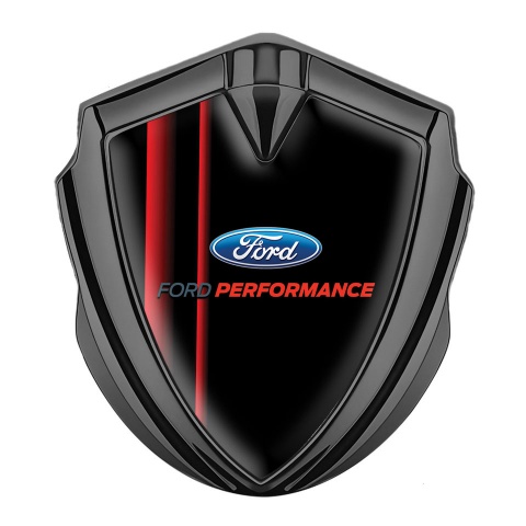 Ford Metal 3D Domed Emblem Graphite Black Background Crimson Stirpes