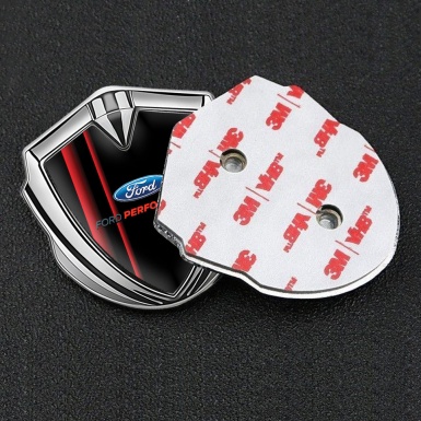 Ford Metal 3D Domed Emblem Silver Black Background Crimson Stirpes