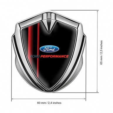 Ford Metal 3D Domed Emblem Silver Black Background Crimson Stirpes