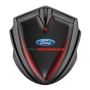 Ford Emblem Fender Badge Graphite Dark Grate Red Details Oval Logo