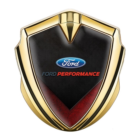 Ford Fender Emblem Badge Gold Charcoal Slab Red Grunge Edition