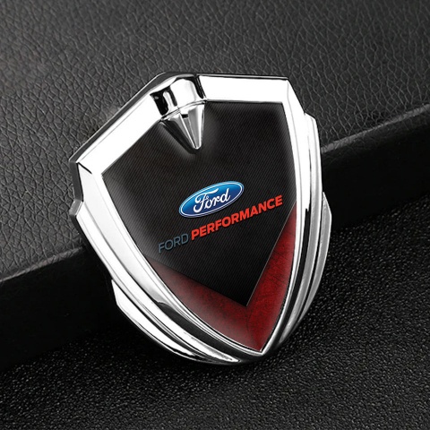 Ford Fender Emblem Badge Silver Charcoal Slab Red Grunge Edition