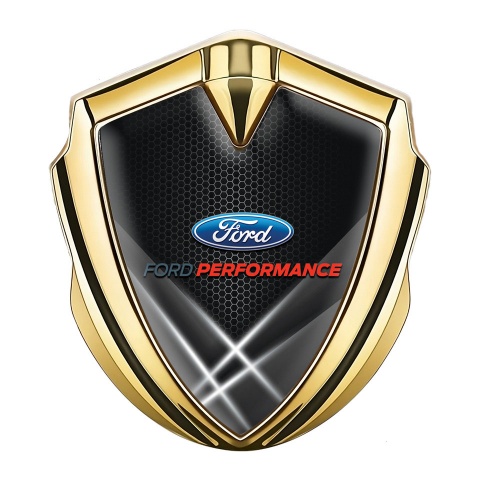 Ford Emblem Self Adhesive Gold Honeycomb Base Outglow Effect Design