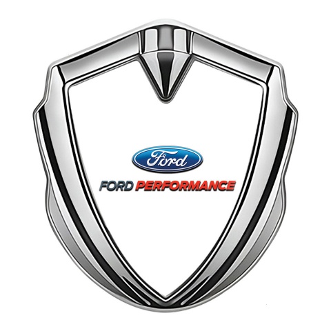 Ford Bodyside Emblem Self Adhesive Silver White Base Performance Logo