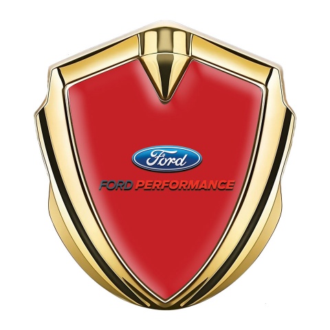 Ford Metal Emblem Self Adhesive Gold Crimson Base Oval Logo Design