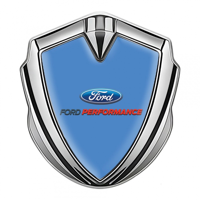 Ford Bodyside Badge Self Adhesive Silver Glacial Blue Performance Design
