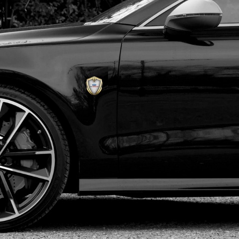 Ford Emblem Badge Self Adhesive Gold Moon Grey Performance Edition