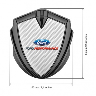 Ford Emblem Fender Badge Graphite White Carbon Classic Oval Logo