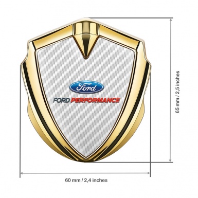 Ford Emblem Fender Badge Gold White Carbon Classic Oval Logo