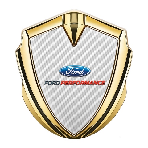 Ford Emblem Fender Badge Gold White Carbon Classic Oval Logo