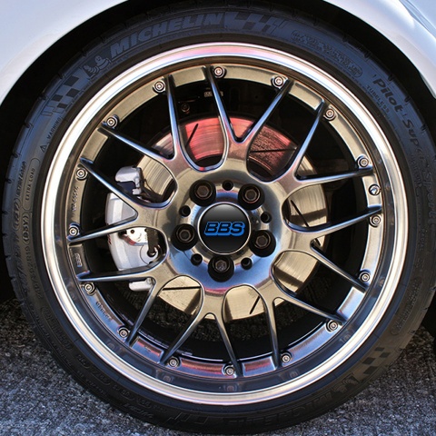BBS Domed Stickers Wheel Center Cap Blue Logo