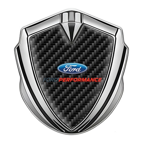 Ford Emblem Trunk Badge Silver Black Carbon Performance Logo Edition