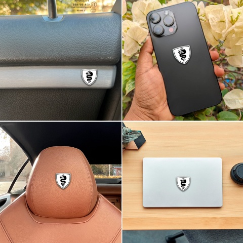 Alfa Romeo Emblem Silicone Sticker Domed White Black