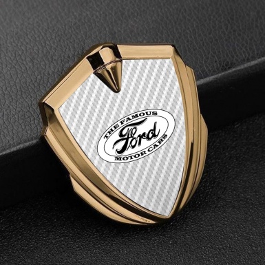 Ford Trunk Emblem Badge Gold Pearly White Carbon Vintage Edition